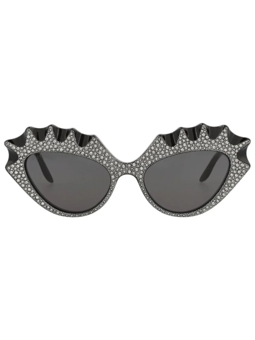 New Gucci Women's Sunglasses Cat Eye Acetate Frame Black Black Grey